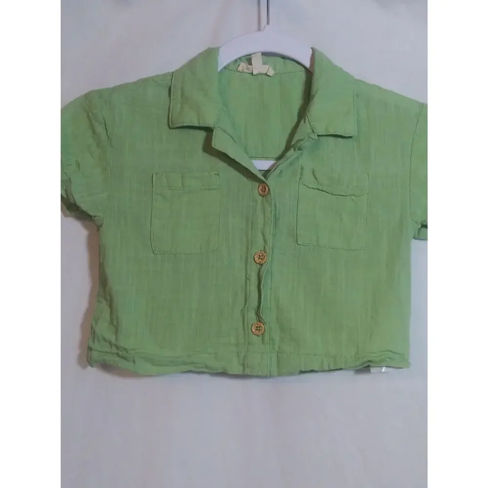 Kate Mack Light Green Two Piece Skort Cotton Set Lightweight Size 7